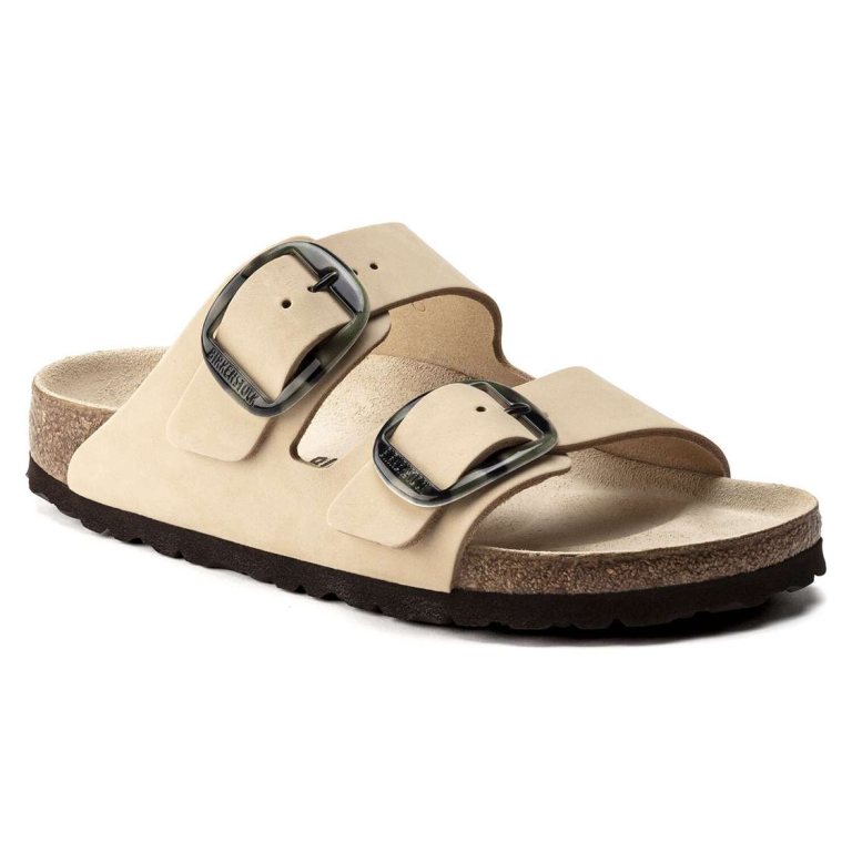 Yellow Birkenstock Arizona Big Buckle Nubuck Leather Women's Two Strap Sandals | Ib4wFZorZ5N