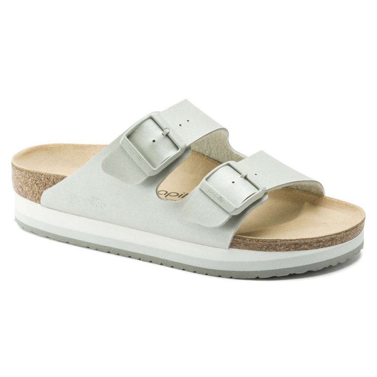 Yellow Birkenstock Arizona Platform Birko-Flor Women's Two Strap Sandals | e4DHy2EmvK9