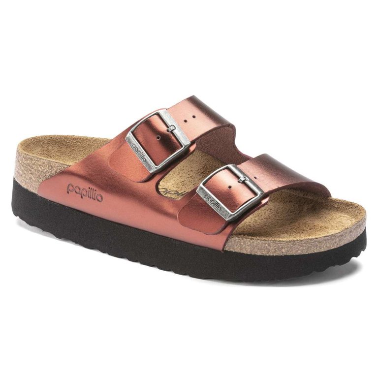 Yellow Birkenstock Arizona Platform Leather Women's Two Strap Sandals | olSQANUrWQL