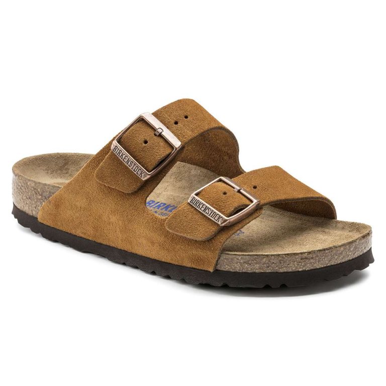 Yellow Birkenstock Arizona Soft Footbed Suede Leather Women's Two Strap Sandals | C6n1JblkgpE