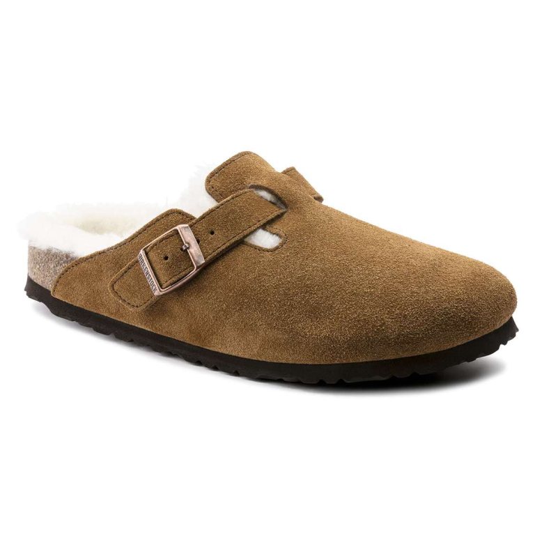 Yellow Birkenstock Boston Shearling Suede Leather Women's Clogs | F5GtXQeIyum