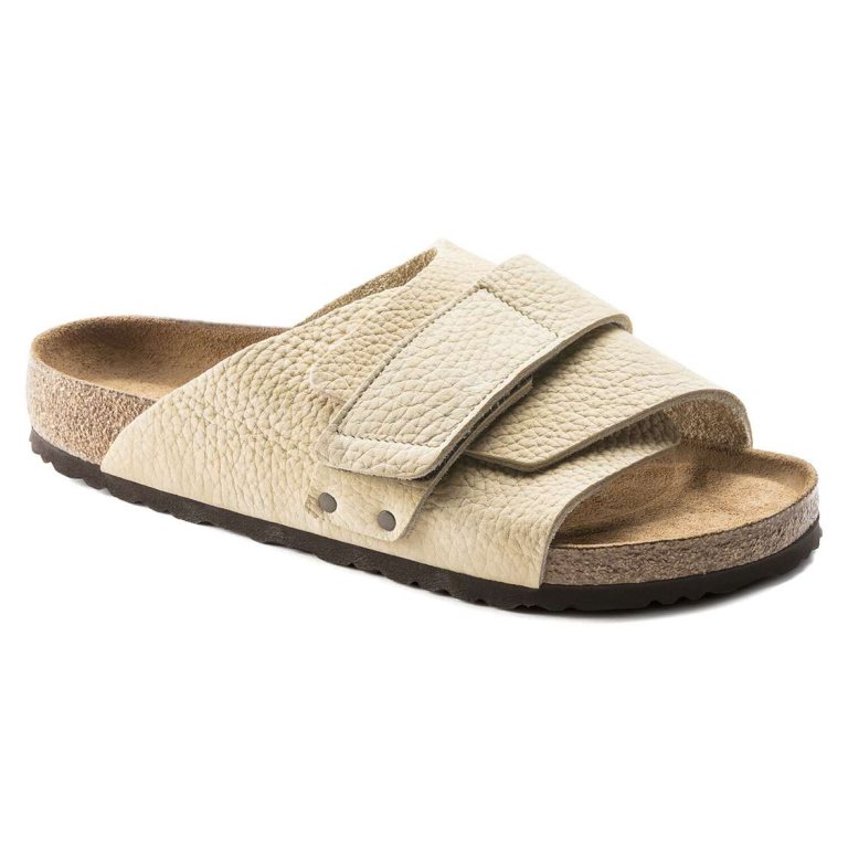 Yellow Birkenstock Kyoto Soft Footbed Nubuck Leather Men's One Strap Sandals | rIEvsGsPy4F