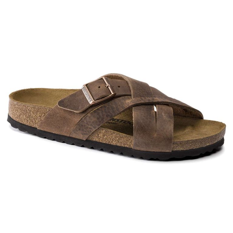 Yellow Birkenstock Lugano Oiled Leather Women's Two Strap Sandals | HP7mmEBLAud