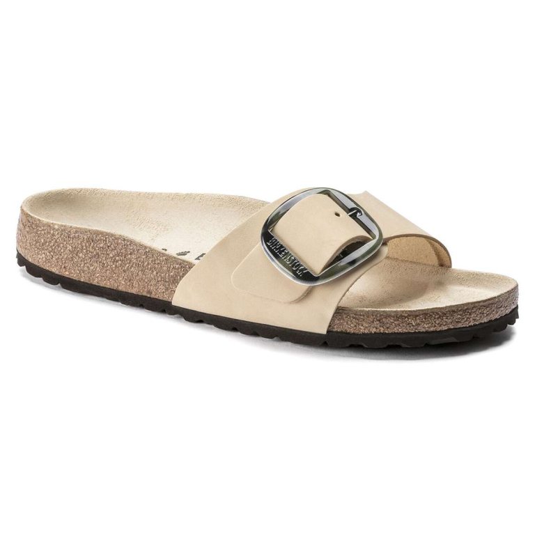 Yellow Birkenstock Madrid Big Buckle Nubuck Leather Women's One Strap Sandals | MdHybDbHtDA