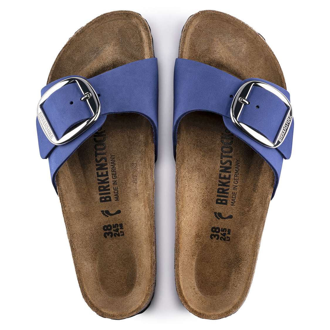 AZURE Blue Birkenstock Madrid Big Buckle Nubuck Leather Women's One Strap Sandals | TZztBVuTv9M