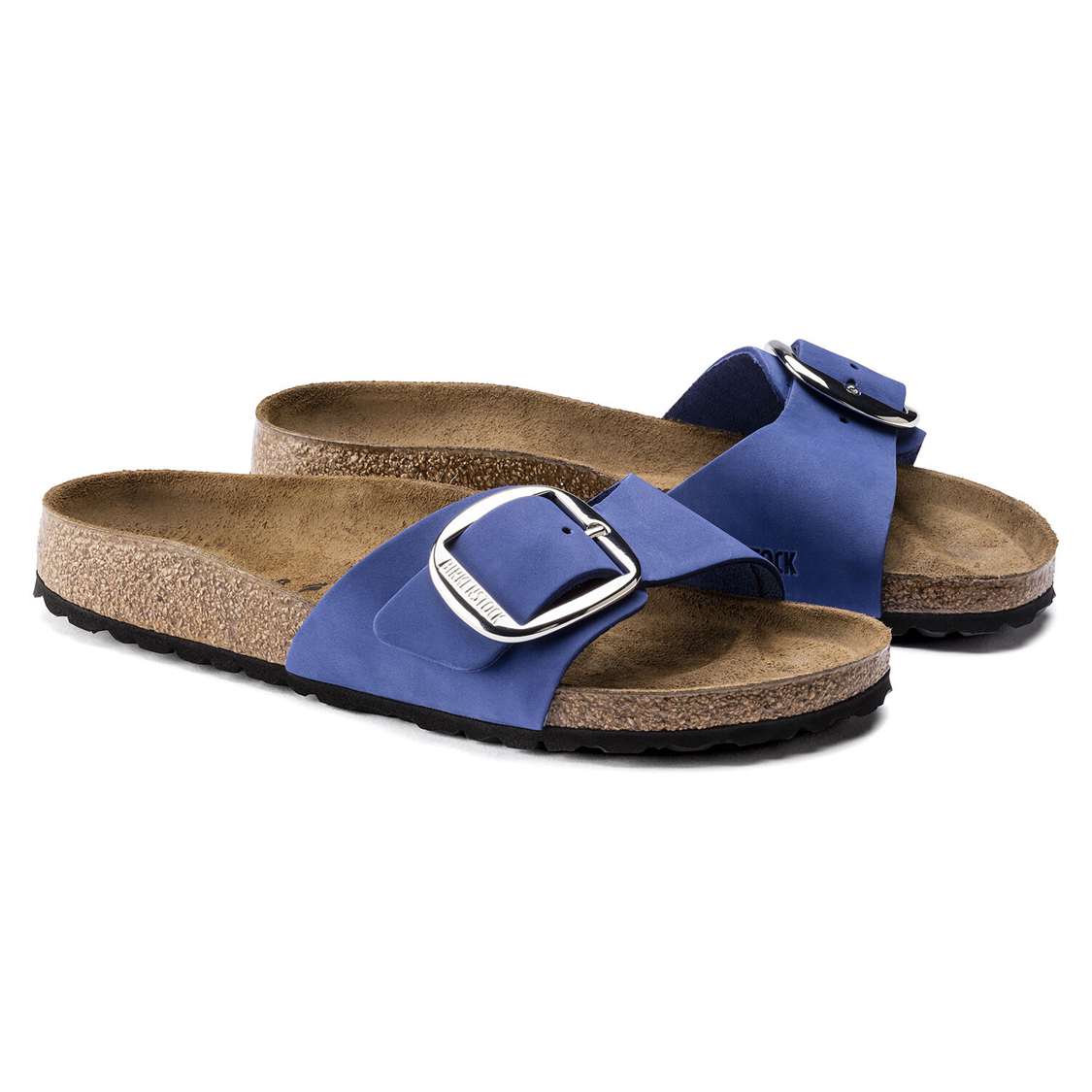 AZURE Blue Birkenstock Madrid Big Buckle Nubuck Leather Women's One Strap Sandals | TZztBVuTv9M