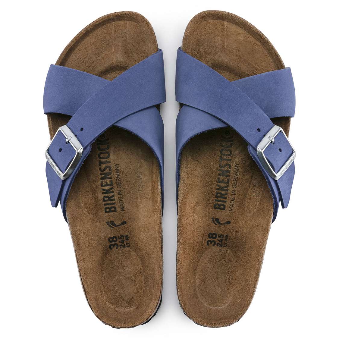 AZURE Blue Birkenstock Siena Nubuck Leather Women's Two Strap Sandals | XGmcT7MUJVL