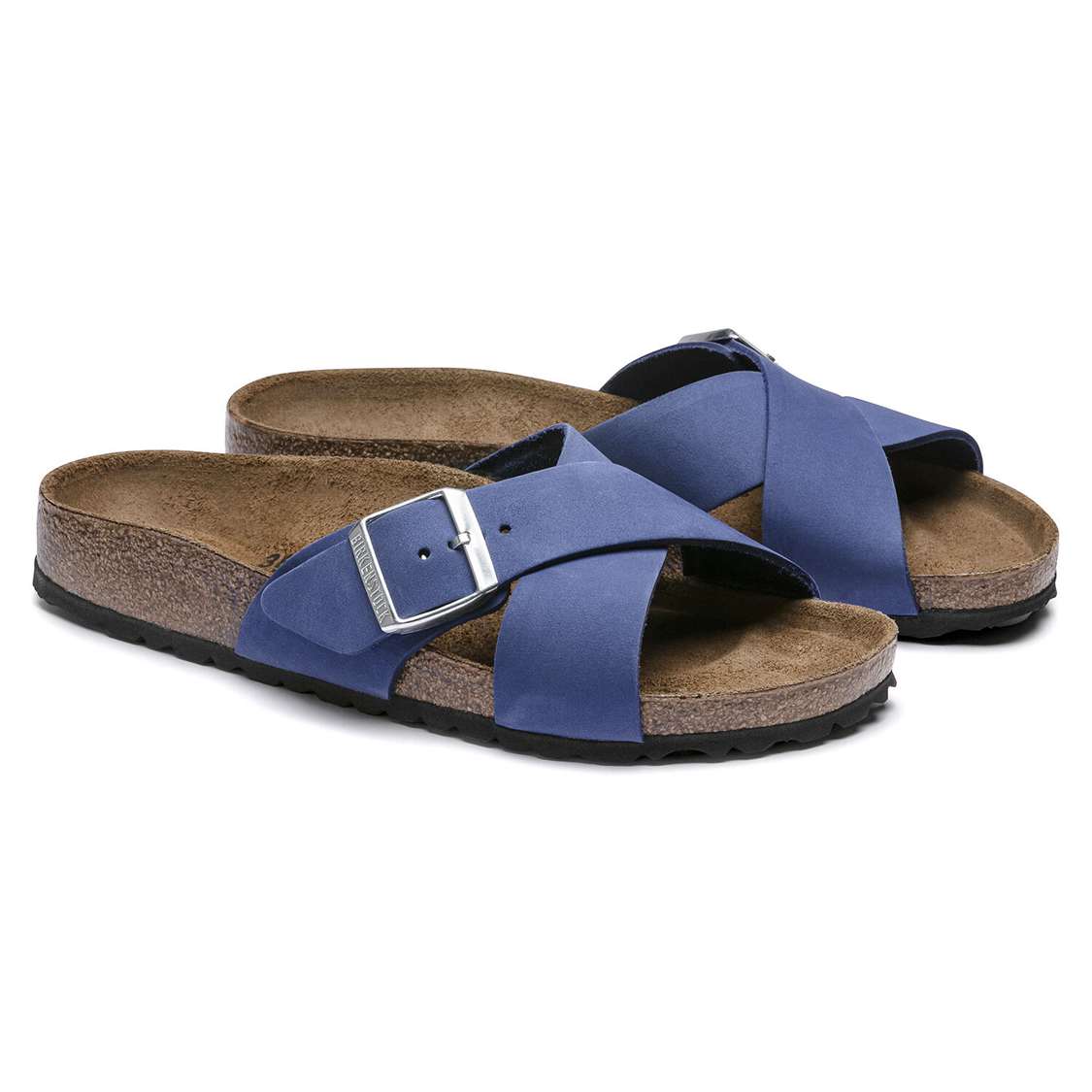 AZURE Blue Birkenstock Siena Nubuck Leather Women's Two Strap Sandals | XGmcT7MUJVL