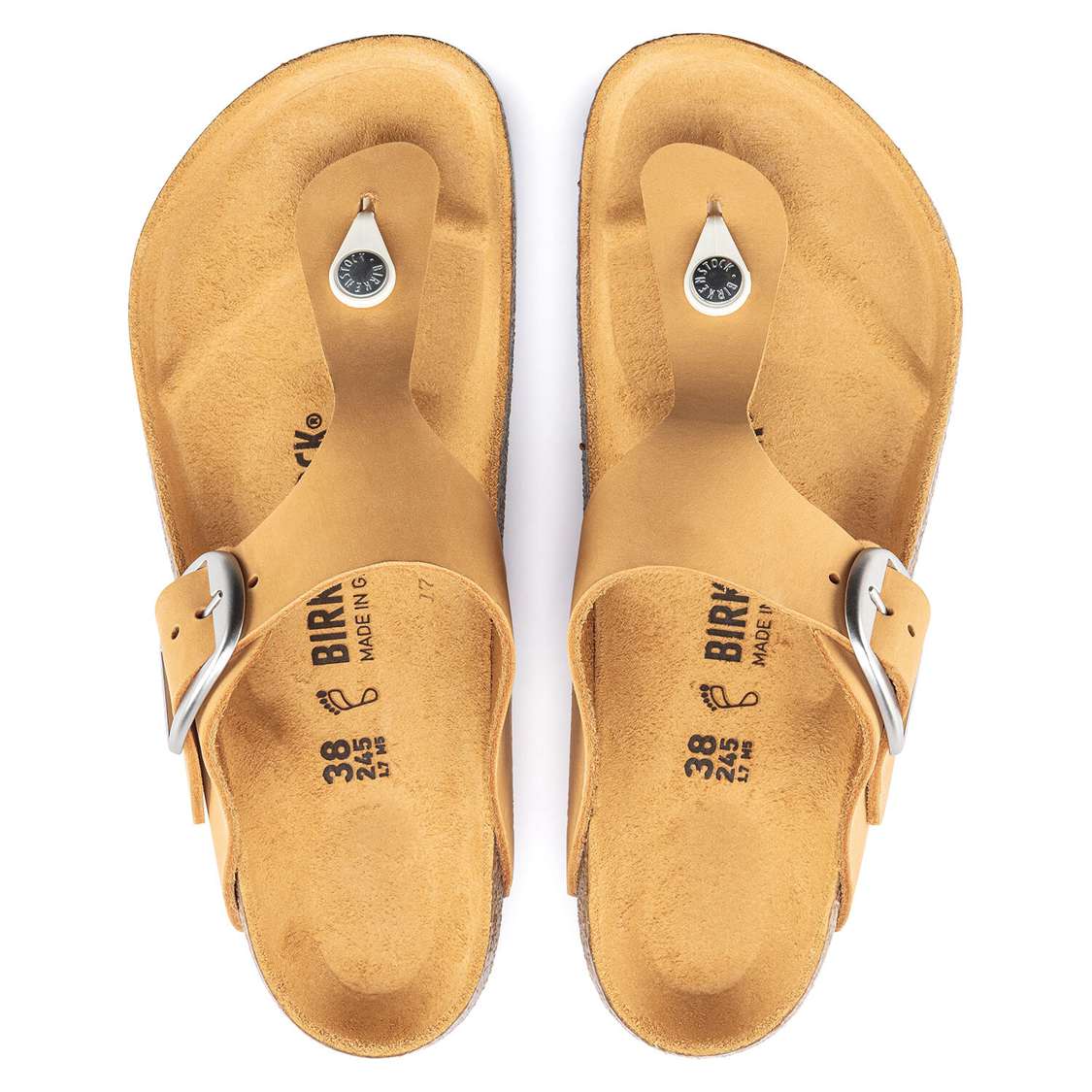 Apricot Birkenstock Gizeh Big Buckle Nubuck Leather Women's Thong | 6xKS1BYwM7O