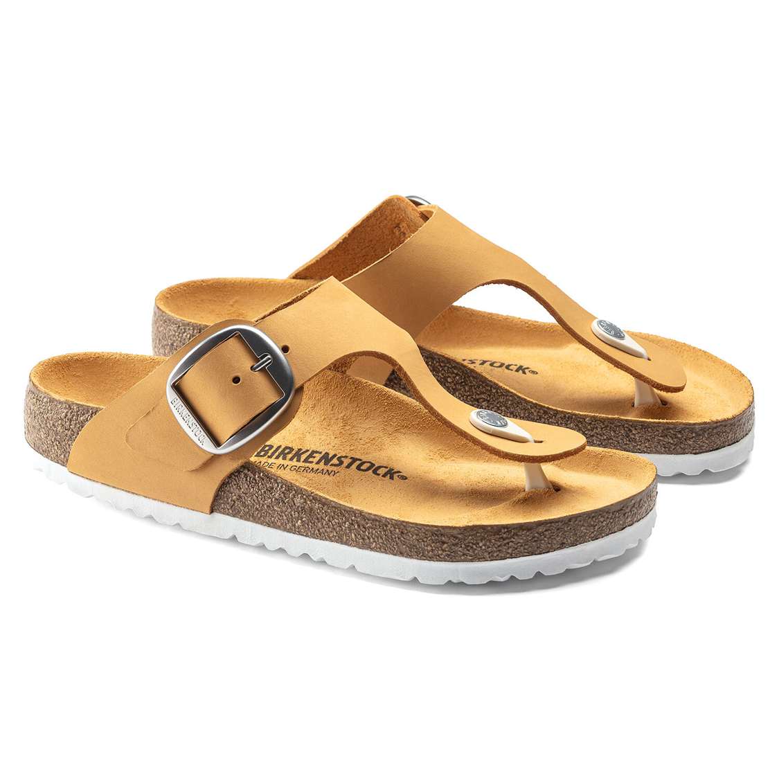 Apricot Birkenstock Gizeh Big Buckle Nubuck Leather Women's Thong | 6xKS1BYwM7O