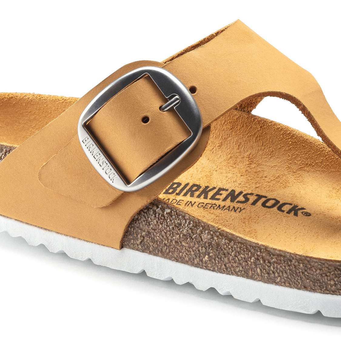 Apricot Birkenstock Gizeh Big Buckle Nubuck Leather Women's Thong | 6xKS1BYwM7O