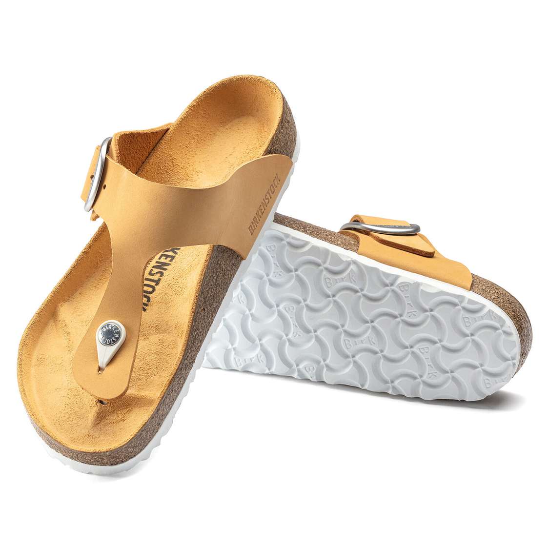 Apricot Birkenstock Gizeh Big Buckle Nubuck Leather Women's One Strap Sandals | GWqNcU2WSHI