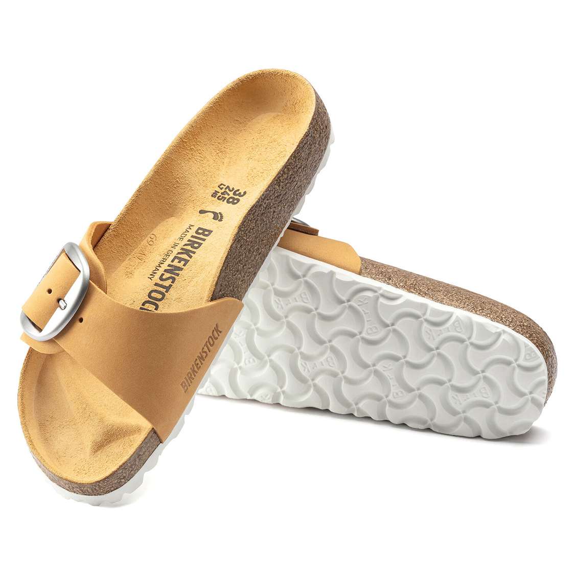 Apricot Birkenstock Madrid Big Buckle Nubuck Leather Women's One Strap Sandals | wRqBcOWX9BS