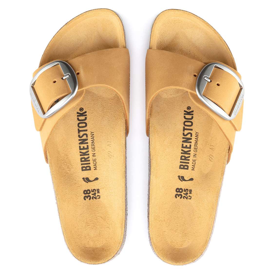 Apricot Birkenstock Madrid Big Buckle Nubuck Leather Women's One Strap Sandals | wRqBcOWX9BS