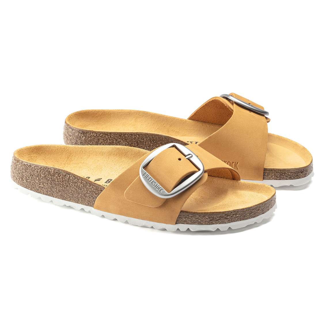 Apricot Birkenstock Madrid Big Buckle Nubuck Leather Women's One Strap Sandals | wRqBcOWX9BS