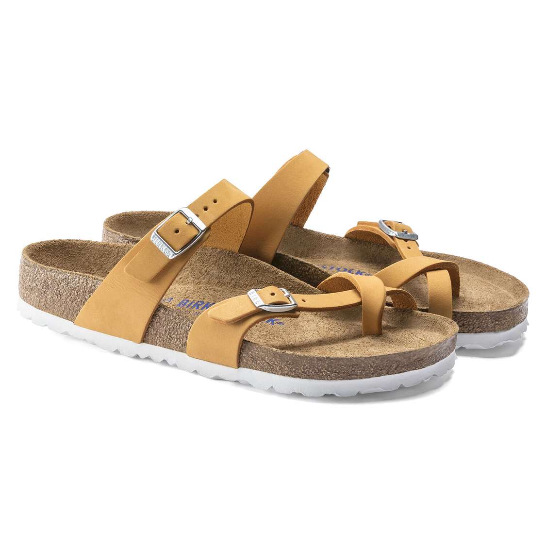 Apricot Birkenstock Mayari Soft Footbed Nubuck Leather Women's Thong | MS9lZcktU1Z