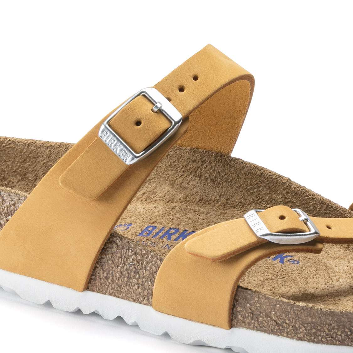 Apricot Birkenstock Mayari Soft Footbed Nubuck Leather Women's Two Strap Sandals | tL8OegAR5ql