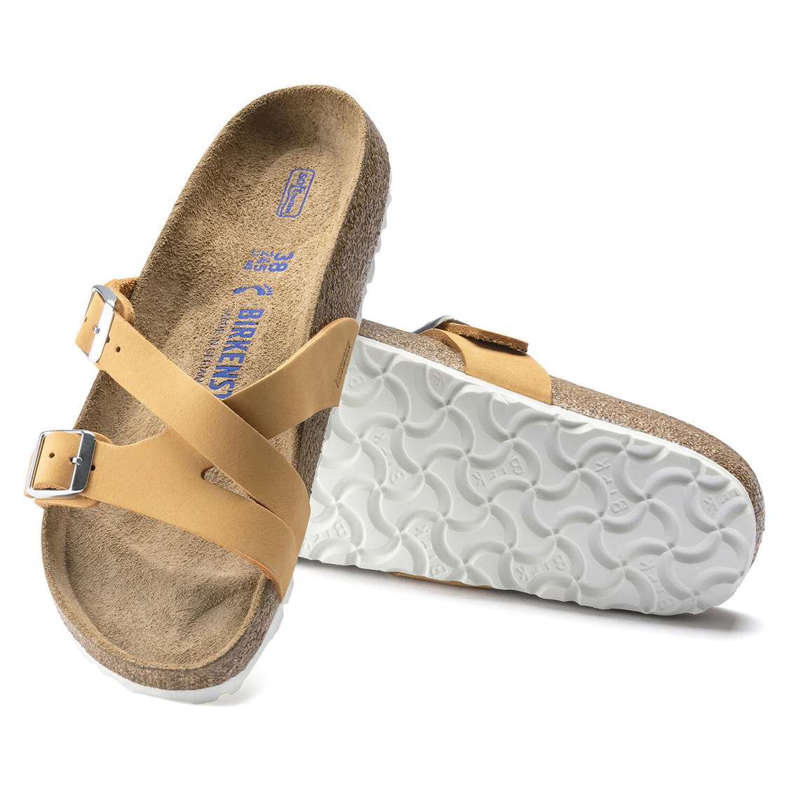 Apricot Birkenstock Yao Soft Footbed Nubuck Leather Women's Multi Strap Sandals | PzeRzwmWeOD