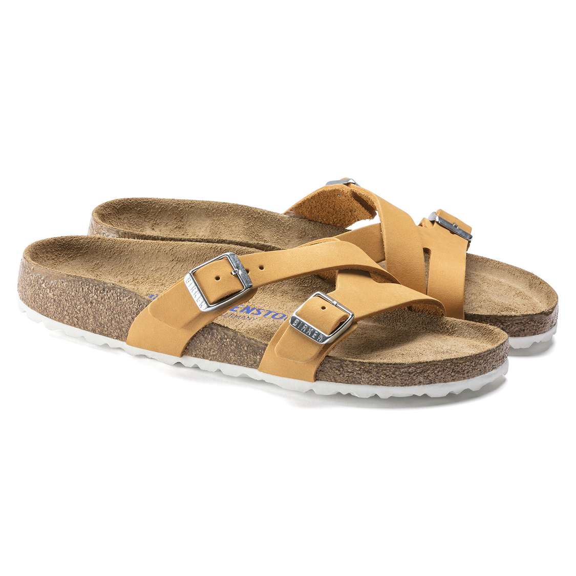 Apricot Birkenstock Yao Soft Footbed Nubuck Leather Women's Multi Strap Sandals | PzeRzwmWeOD