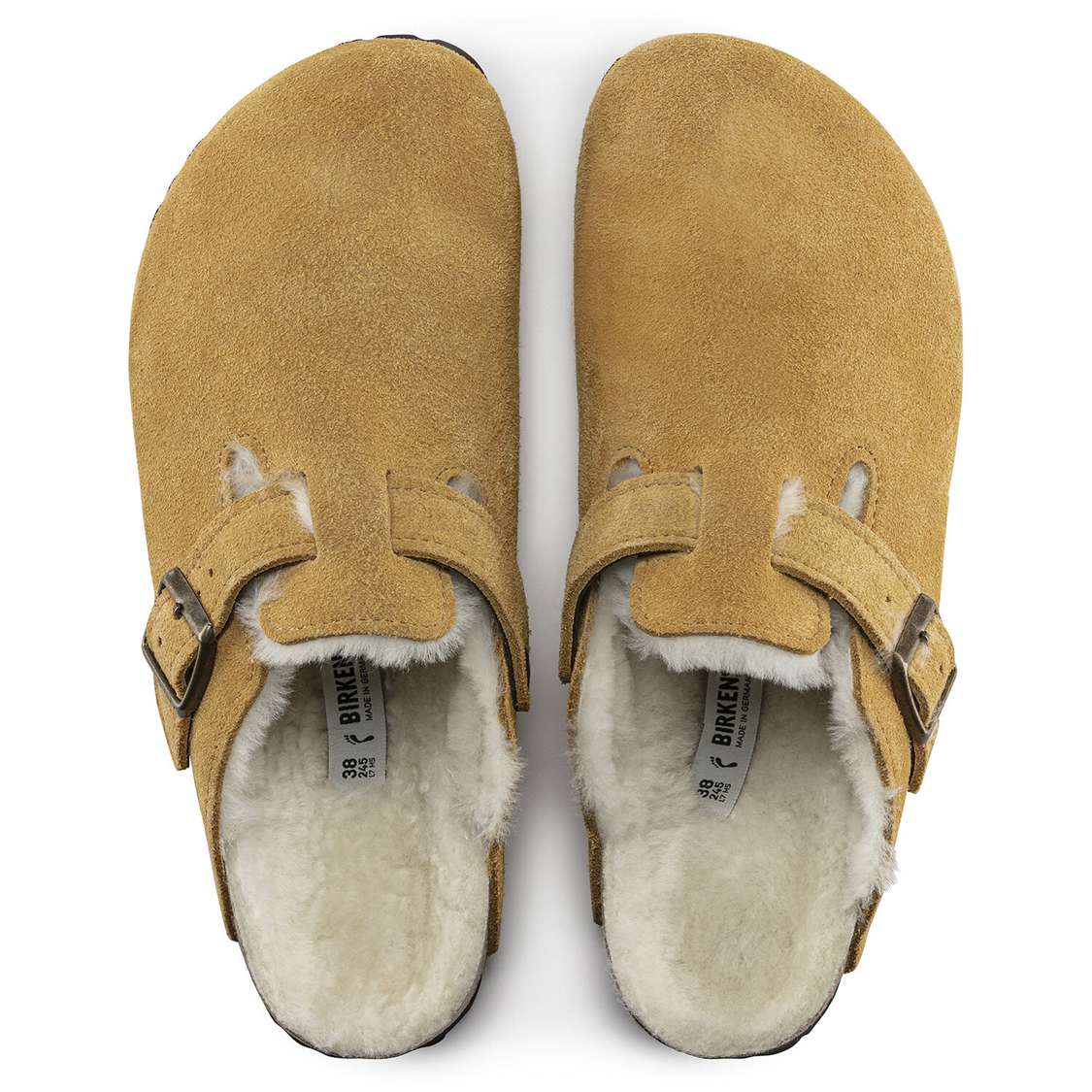 Beige Birkenstock Boston Shearling Suede Leather Women's Clogs | bwfcNRGXRfW