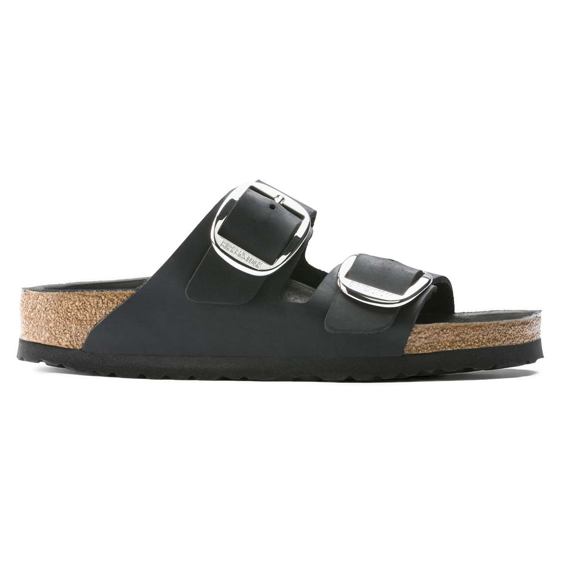 Black Birkenstock Arizona Big Buckle Oiled Leather Women's Two Strap Sandals | pL8P36Nmtgb