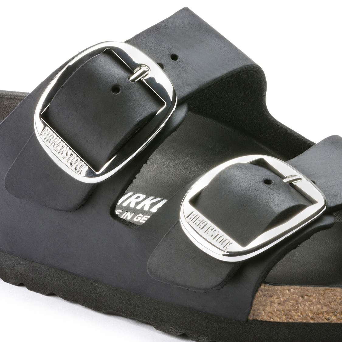 Black Birkenstock Arizona Big Buckle Oiled Leather Women's Two Strap Sandals | pL8P36Nmtgb