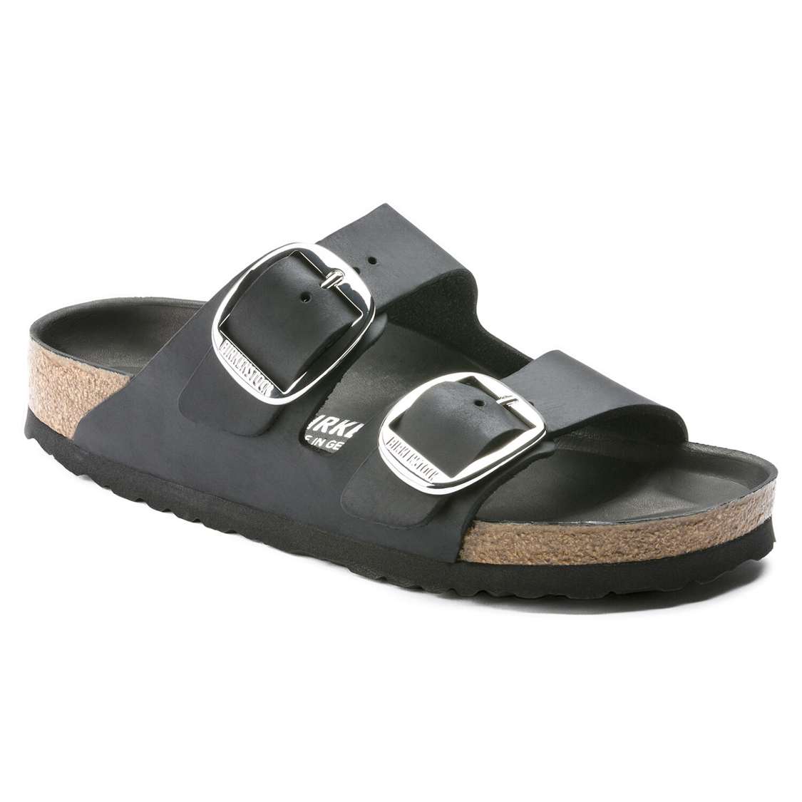 Black Birkenstock Arizona Big Buckle Oiled Leather Women\'s Two Strap Sandals | pL8P36Nmtgb