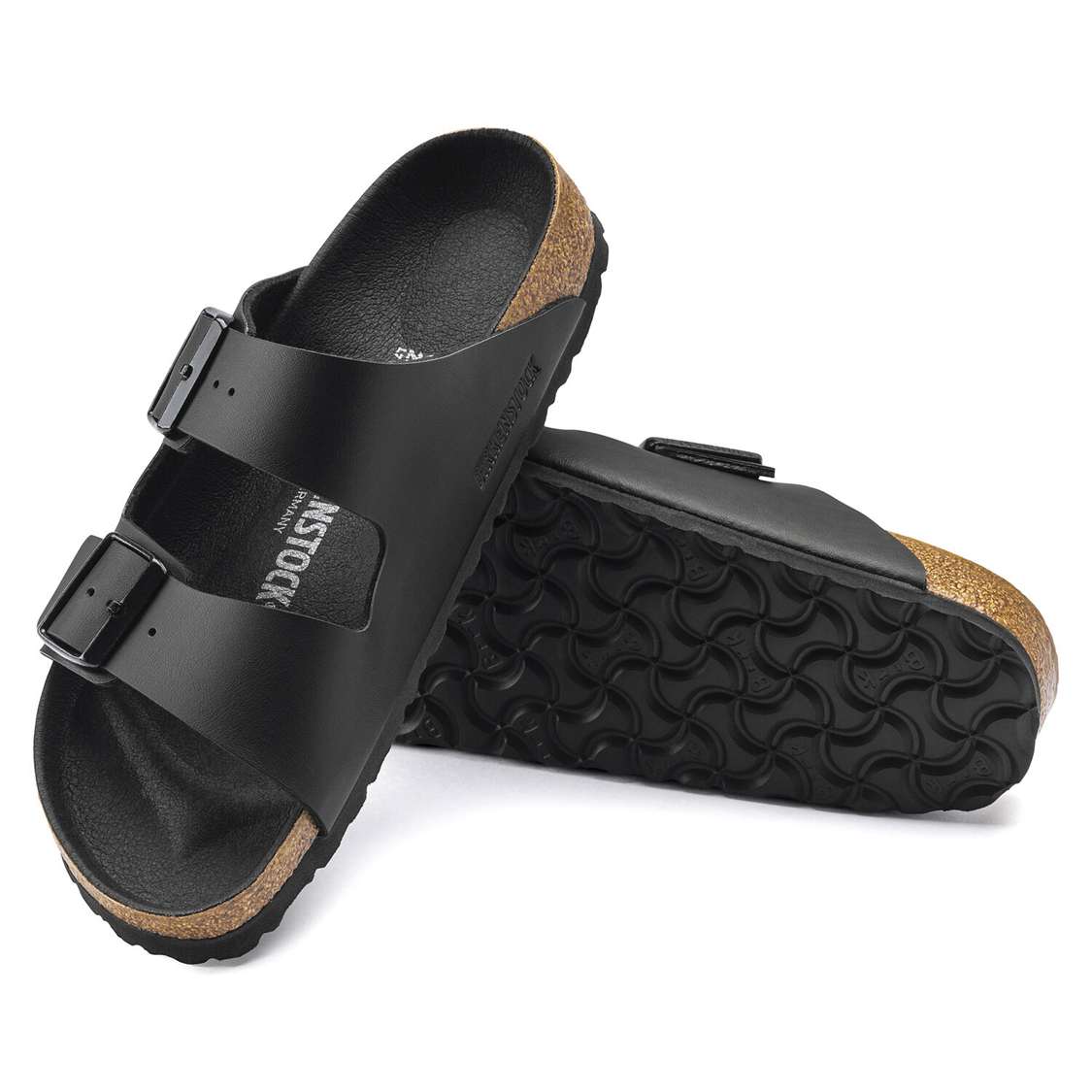 Black Birkenstock Arizona Birko-Flor Men's Two Strap Sandals | 8g7a6HKMmUB