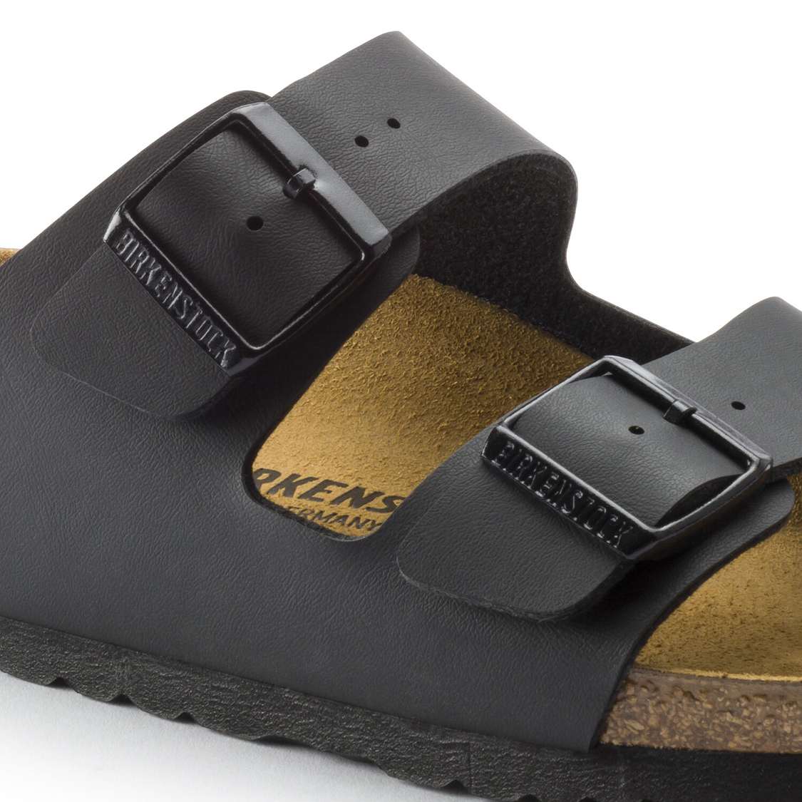 Black Birkenstock Arizona Birko-Flor Men's Two Strap Sandals | B3hIcFDI9t1