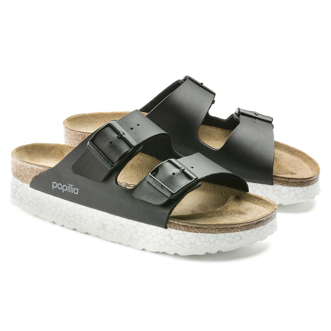 Black Birkenstock Arizona Birko-Flor Women's Two Strap Sandals | 1B4GYgupBnj