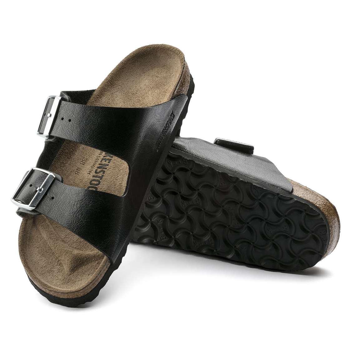 Black Birkenstock Arizona Birko-Flor Women's Two Strap Sandals | yTtkYij2vXT