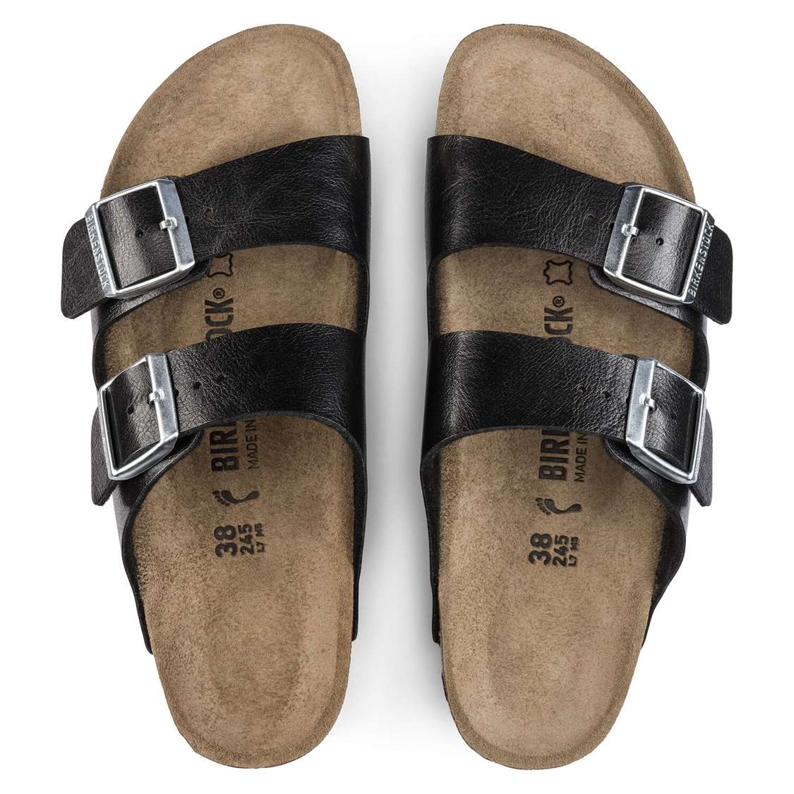 Black Birkenstock Arizona Birko-Flor Women's Two Strap Sandals | yTtkYij2vXT