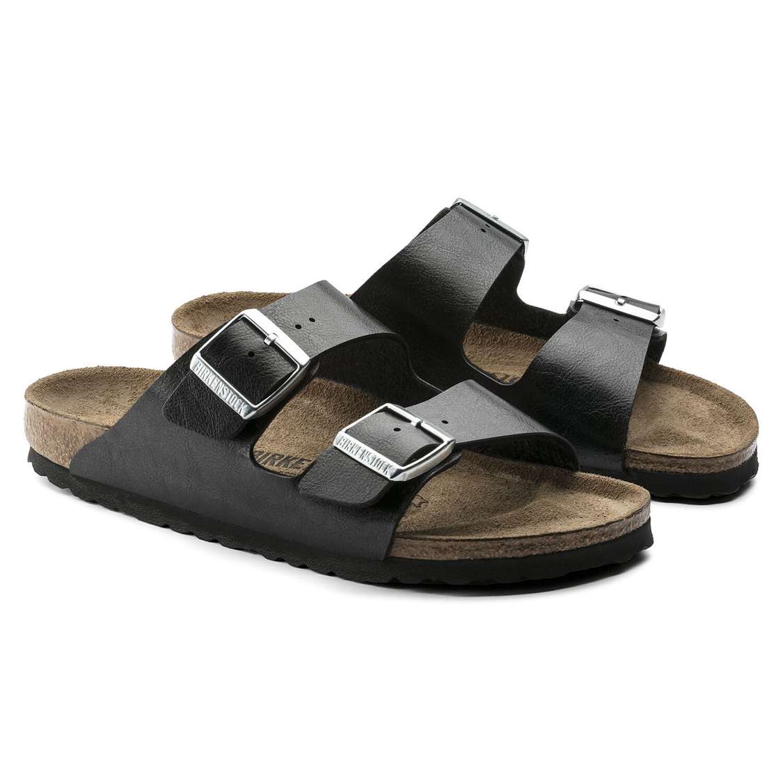 Black Birkenstock Arizona Birko-Flor Women's Two Strap Sandals | yTtkYij2vXT