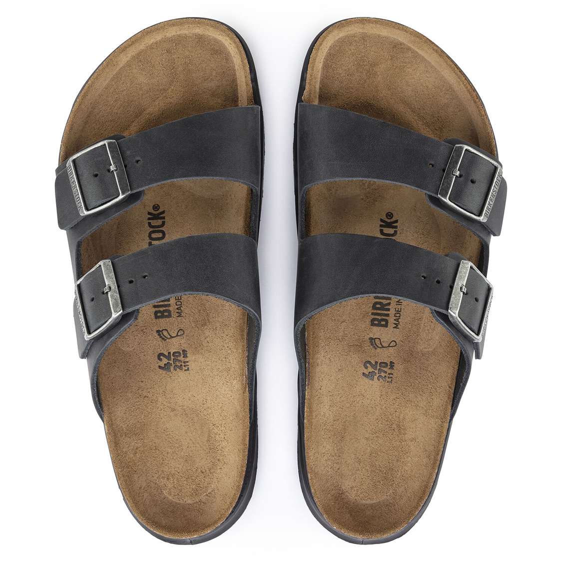 Black Birkenstock Arizona Cross Town Oiled Leather Men's Two Strap Sandals | hNPJQAyfkNz