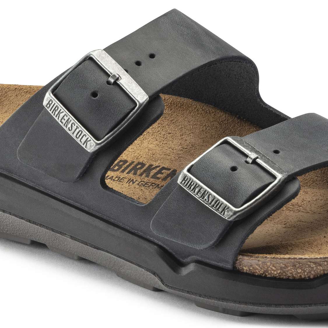 Black Birkenstock Arizona Cross Town Oiled Leather Men's Two Strap Sandals | hNPJQAyfkNz