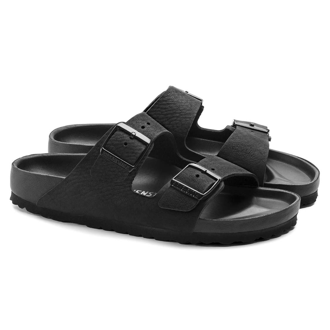 Black Birkenstock Arizona Leather Men's Two Strap Sandals | qt3SkftTzPh