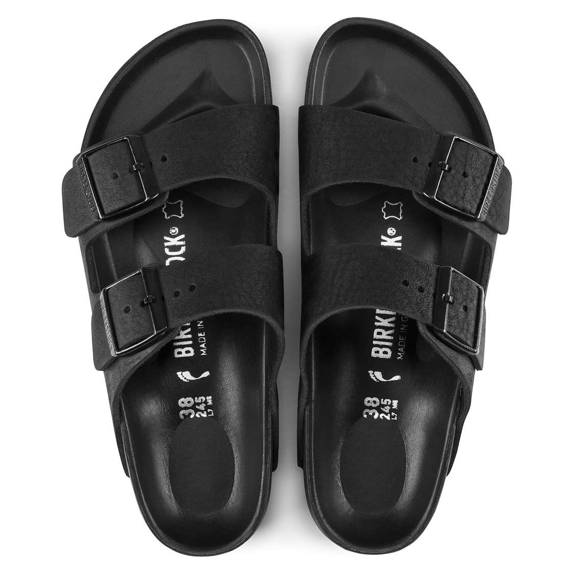 Black Birkenstock Arizona Leather Women's Two Strap Sandals | rEcICuvxfFf