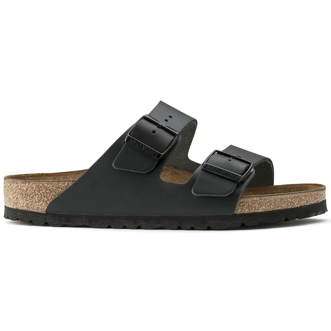 Black Birkenstock Arizona Leather Women's Two Strap Sandals | tovLymH3flb