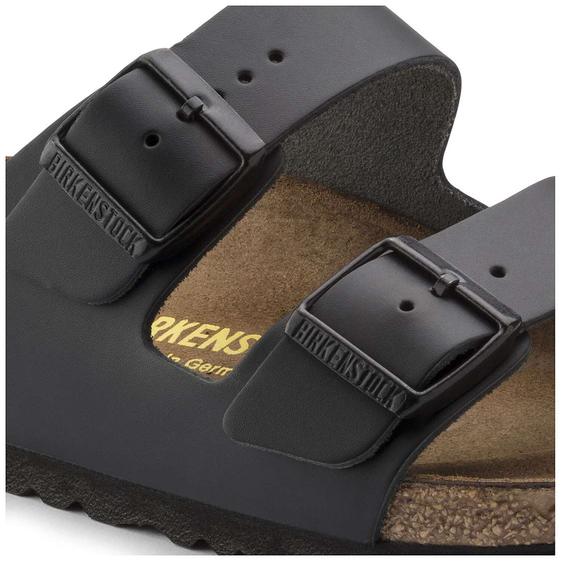 Black Birkenstock Arizona Leather Women's Two Strap Sandals | tovLymH3flb