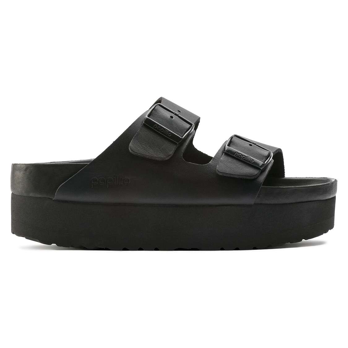 Black Birkenstock Arizona Platform Leather Women's Two Strap Sandals | jf2k1WPIoGA