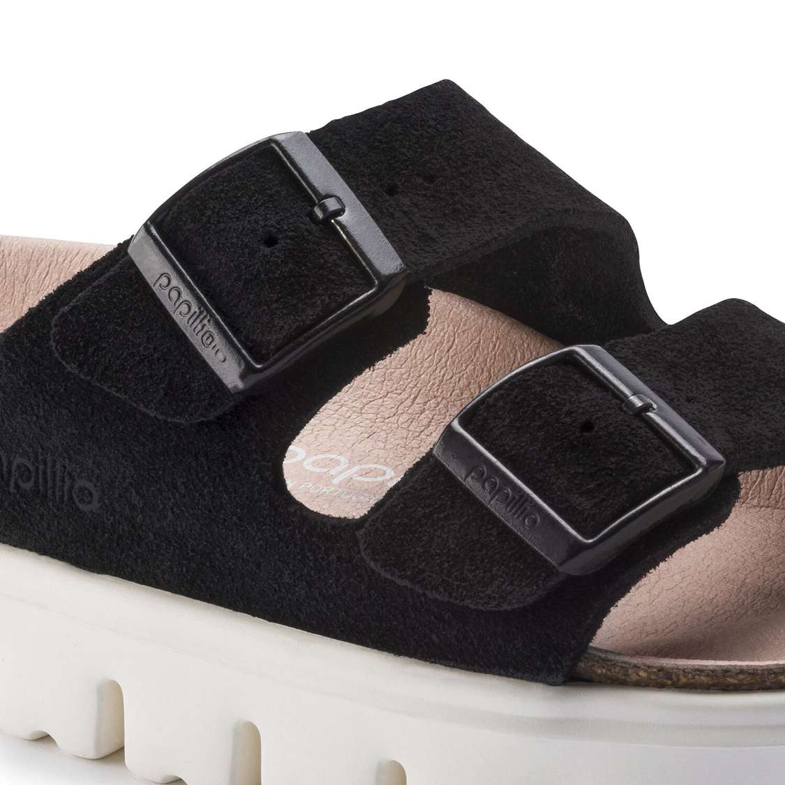 Black Birkenstock Arizona Platform Suede Leather Women's Platforms Sandals | Nz5AEjiB8u1