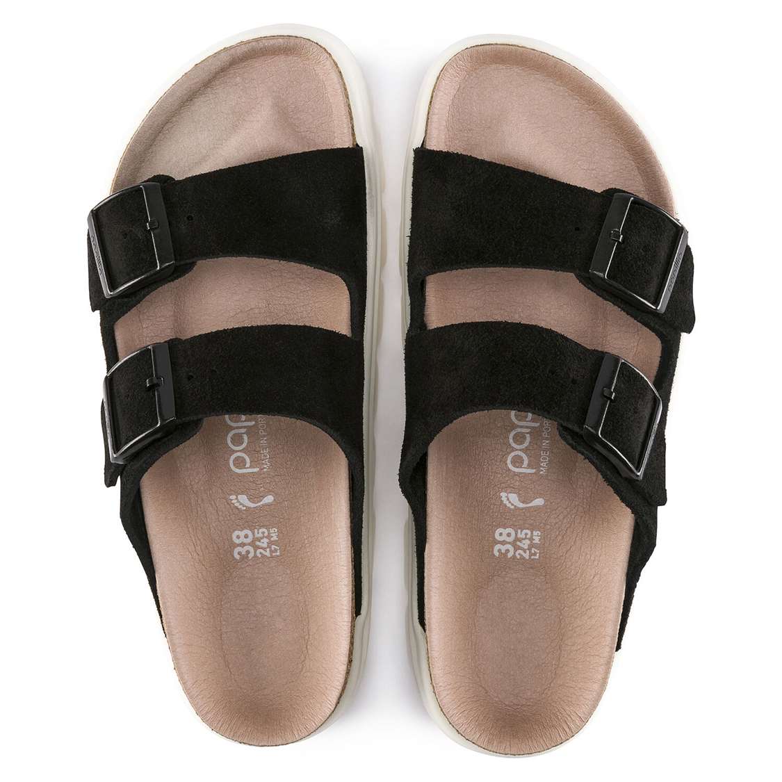 Black Birkenstock Arizona Platform Suede Leather Women's Two Strap Sandals | m9NhOKokWW6