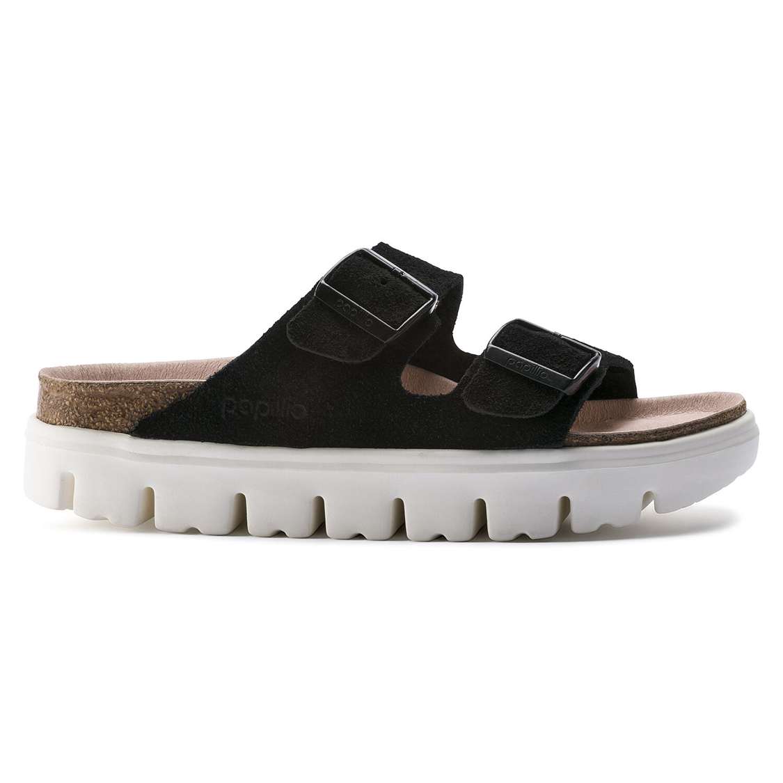 Black Birkenstock Arizona Platform Suede Leather Women's Two Strap Sandals | m9NhOKokWW6