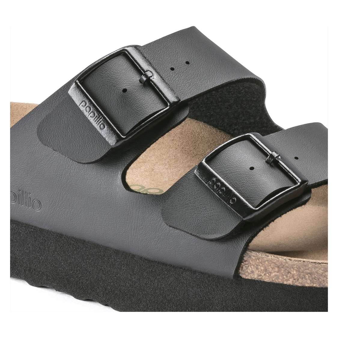 Black Birkenstock Arizona Platform Vegan Birko-Flor Women's Two Strap Sandals | 4kyegWcCCaF