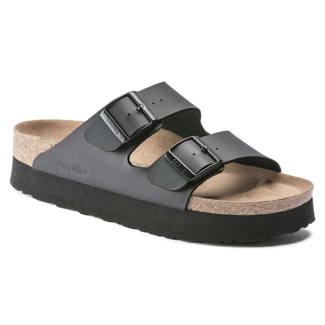 Black Birkenstock Arizona Platform Vegan Birko-Flor Women\'s Two Strap Sandals | 4kyegWcCCaF