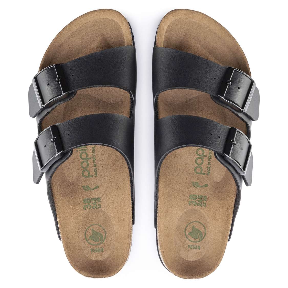 Black Birkenstock Arizona Platform Vegan Birko-Flor Women's Two Strap Sandals | LPlyn1UHyOi