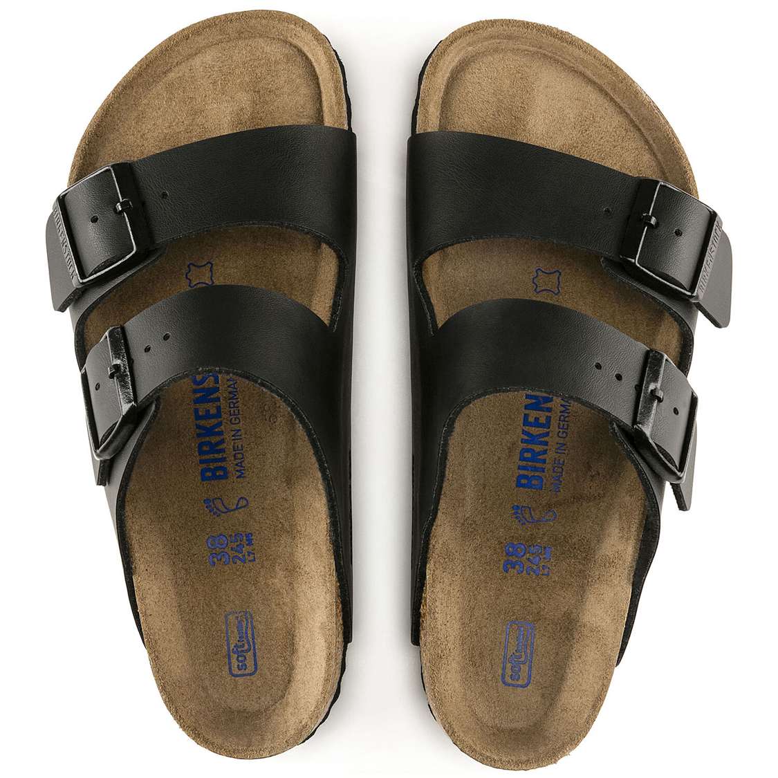 Black Birkenstock Arizona Soft Footbed Birko-Flor Men's Two Strap Sandals | eUQVrDrFqSo