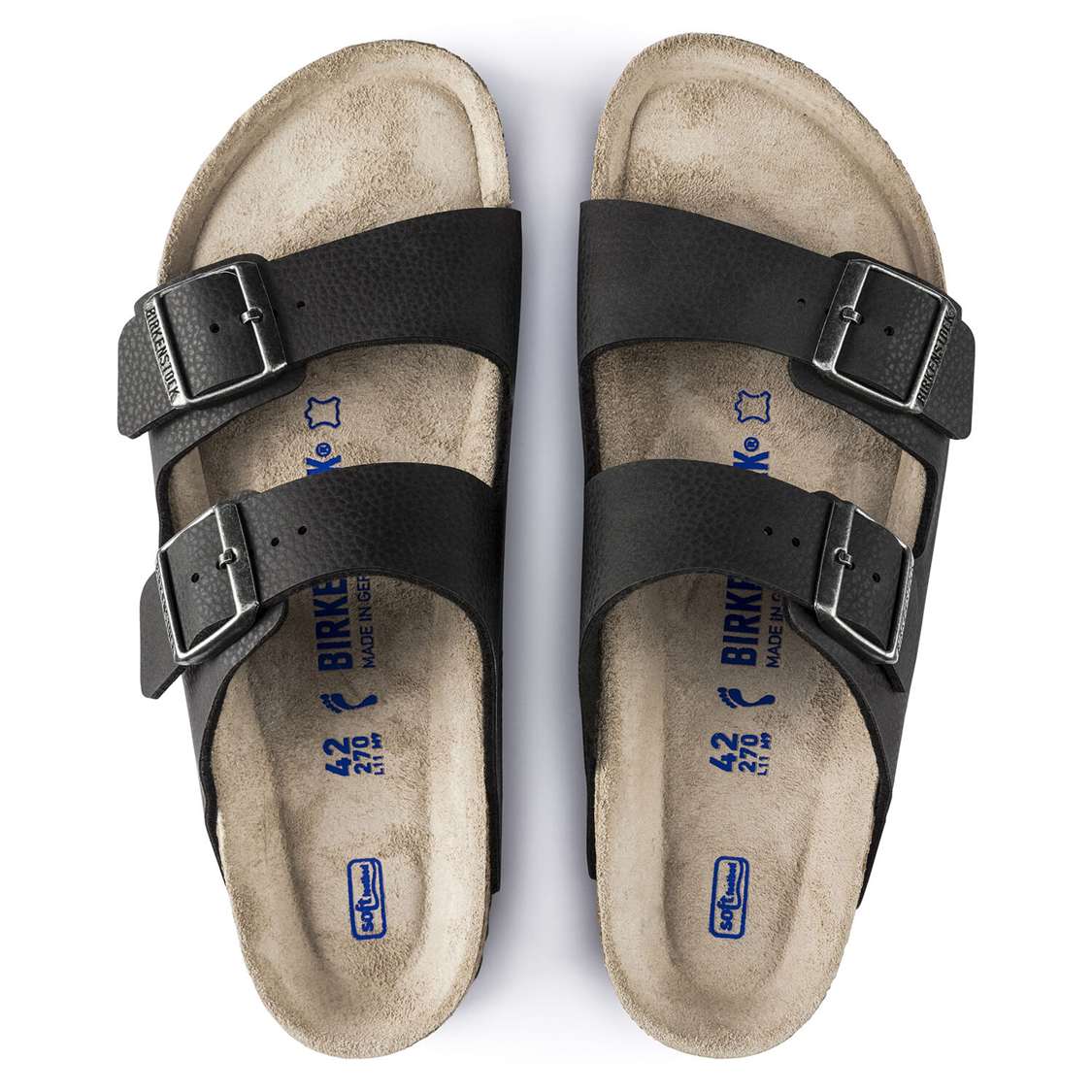 Black Birkenstock Arizona Soft Footbed Birko-Flor Embossed Men's Two Strap Sandals | ghzHEWtcClv