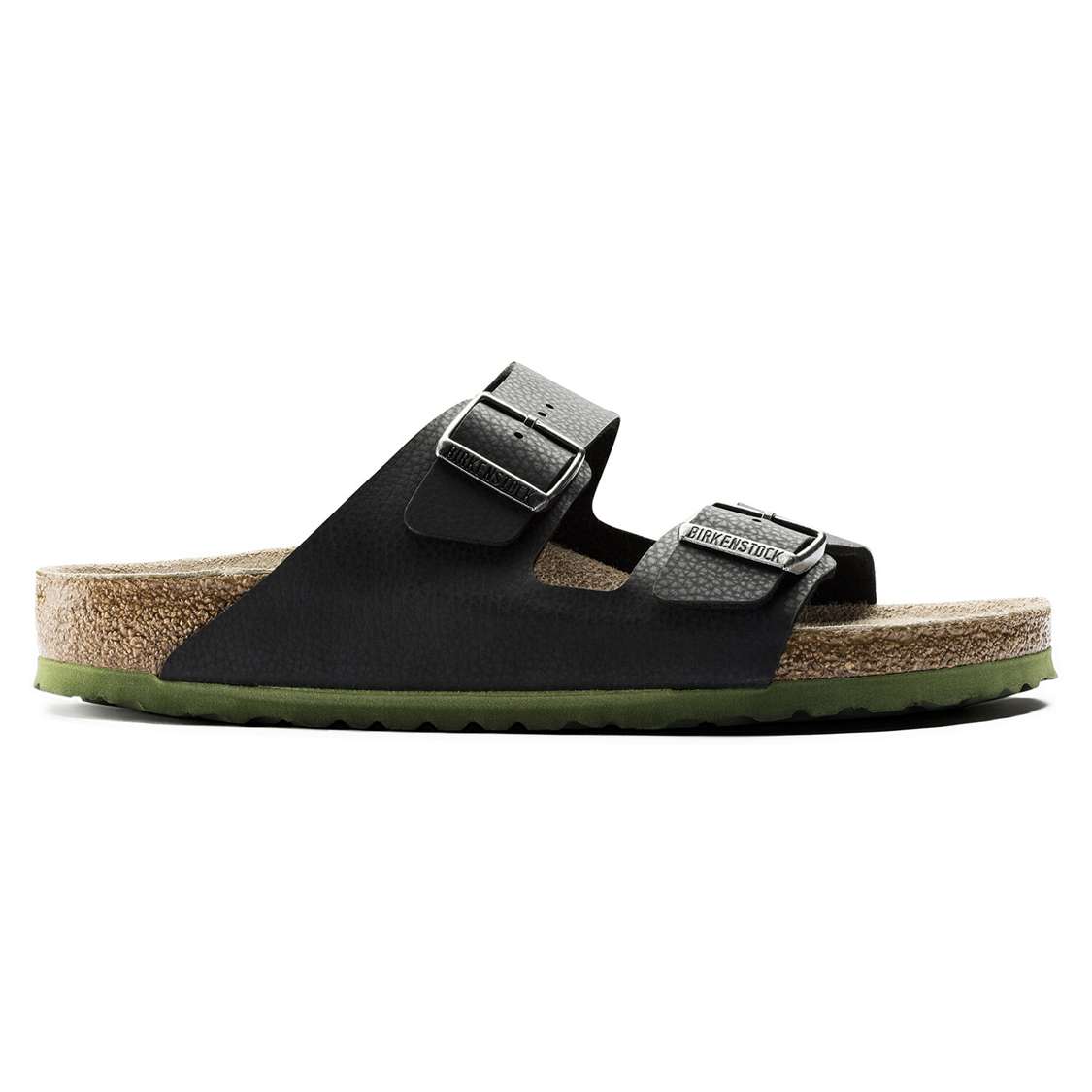 Black Birkenstock Arizona Soft Footbed Birko-Flor Embossed Men's Two Strap Sandals | ghzHEWtcClv