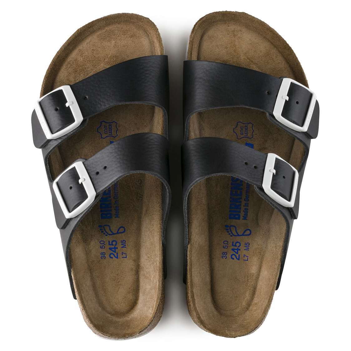 Black Birkenstock Arizona Soft Footbed Leather Women's Two Strap Sandals | aOhR1xOxGb5